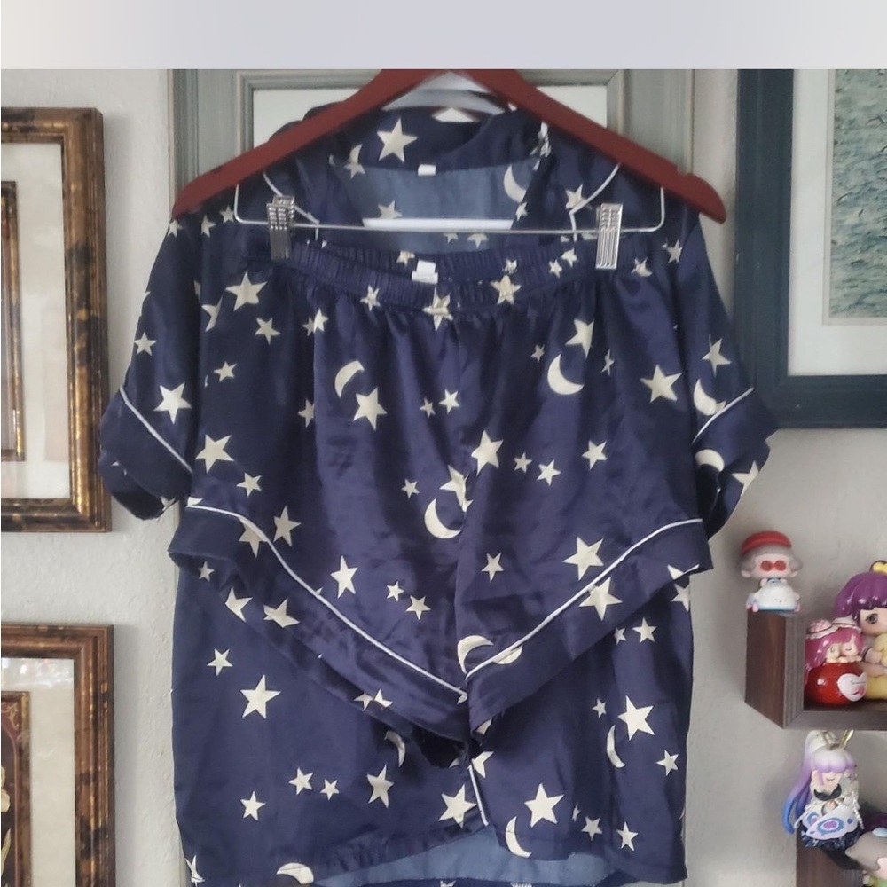 SHEIN Navy Star and Moon Pajama Set